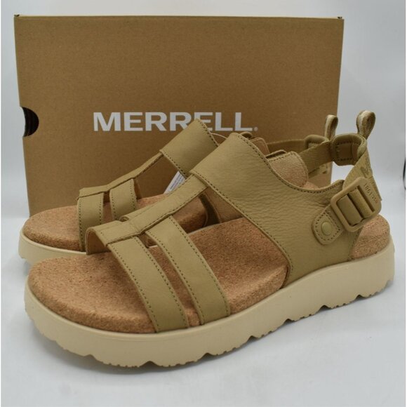 Merrell Shoes - Merrell Fleur Backstrap Women Size 7 Beaver Brown New Leather Strappy Sandals